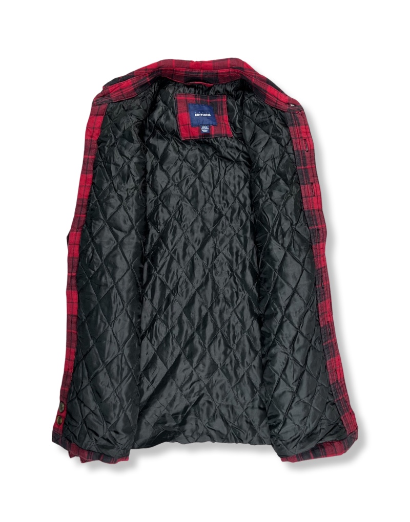 Camisa Lenadora Basic Editions Forrada De Cuadril Rojo Hombre Reciclado