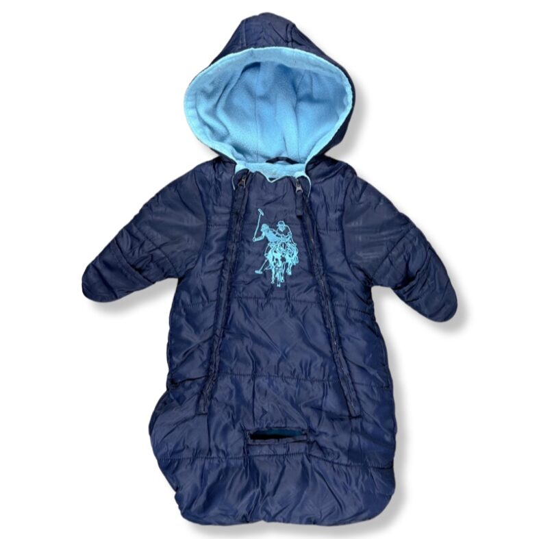 Saquito De Bebé Polo Impermeable Termico Para Nieve Con Capucha Azul Niño La Ropa Americana Chile