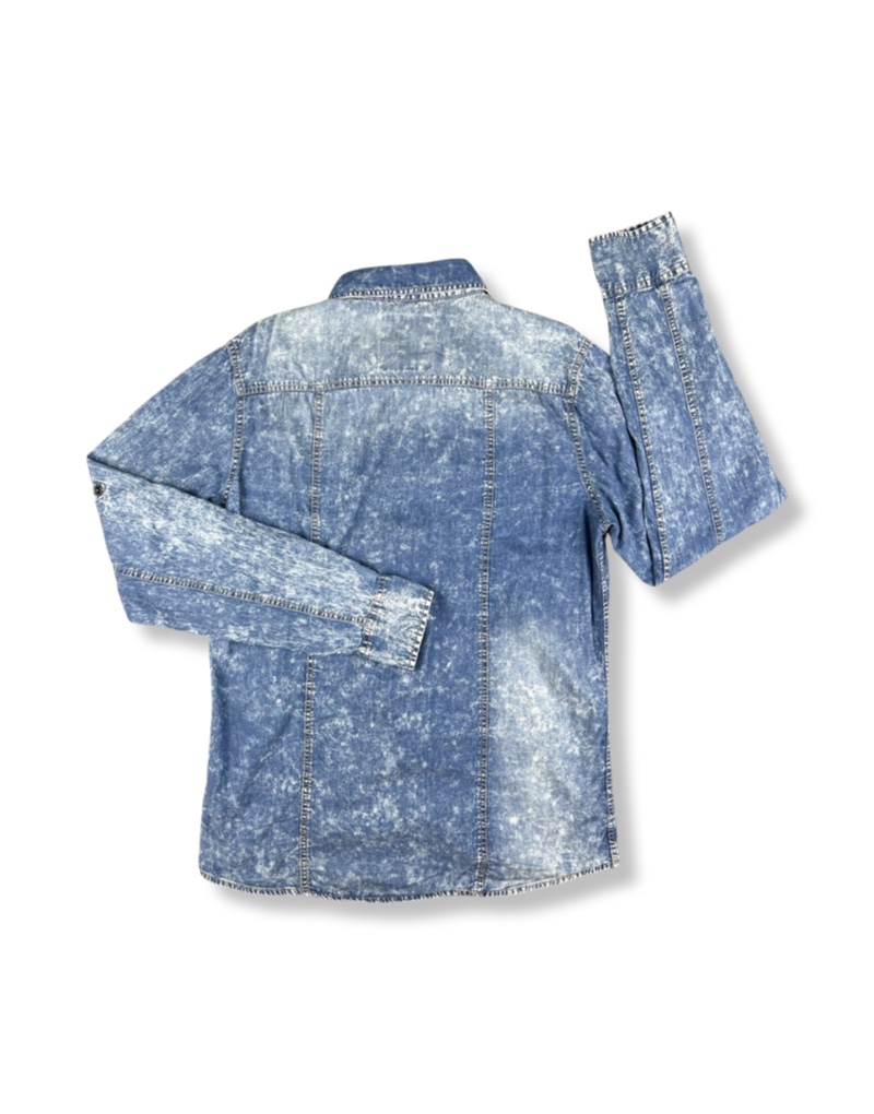 Camisa De Jeans Alcott Division Manga Larga Casual Azul Hombre Reciclado L