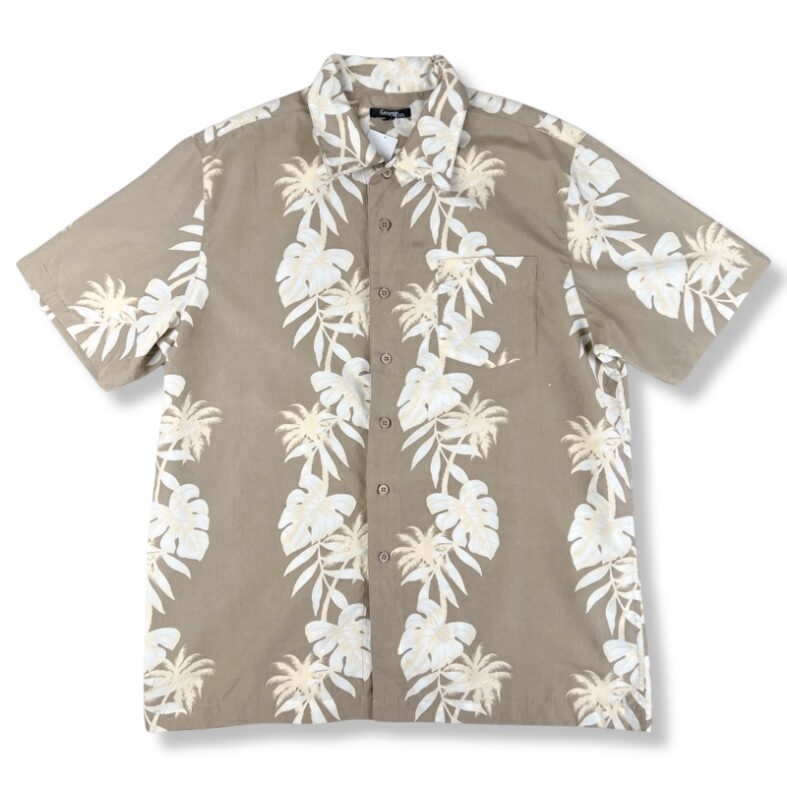 Camisa George Guayabera Hawaiana Con Diseño De Palmeras Beige Hombre La Ropa Americana Chile