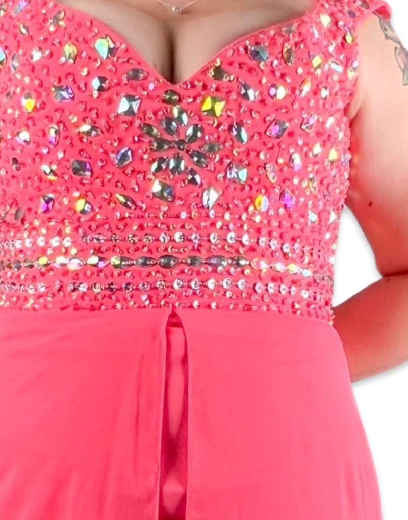 Vestido De Gala Largo Tipo Corset Con Pedreria Talla Grande Rosado