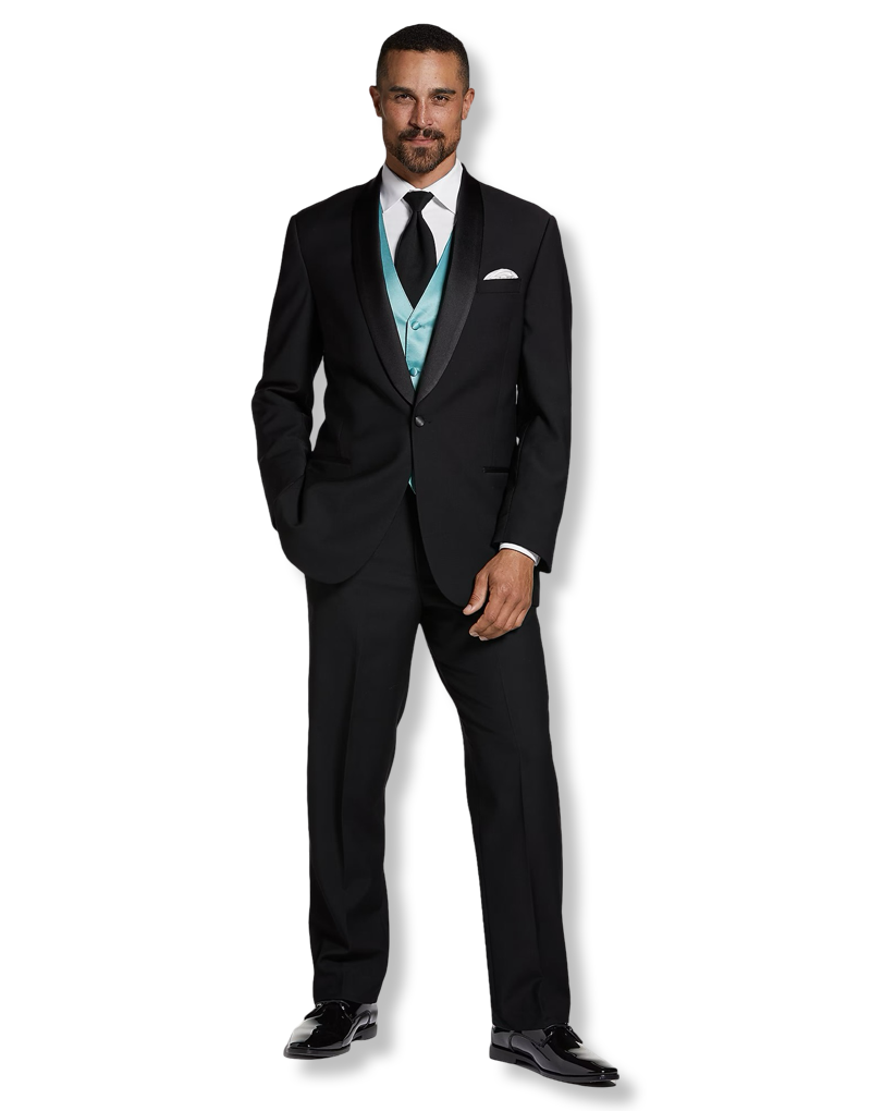 Terno Esmoquin Traje De Vestir Calvin Klein Shawl Negro Hombre Reciclado Talla 38S 48