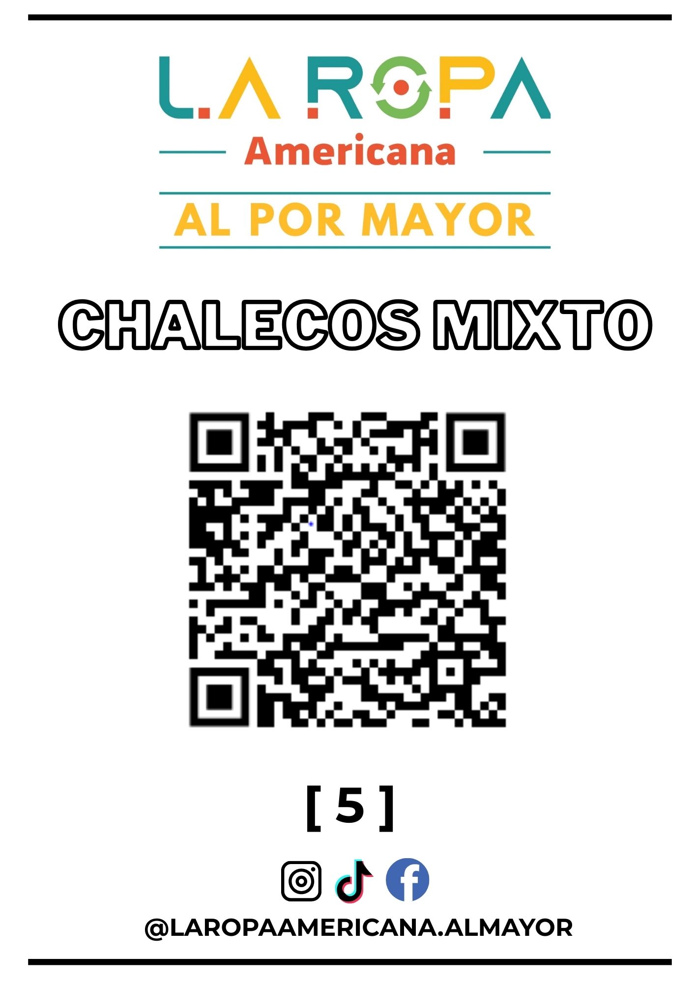 LOTE DE CHALECO MIXTO 20KG PRIMERA (5) | LA ROPA AMERICANA AL POR MAYOR